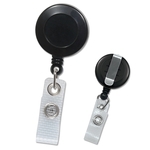 Blank Black Plastic Badge Reel with Vinyl Strap & Belt Clip
