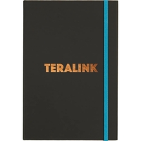 5.5x8.5 matte black journal with colored edges, inside covers and elastic......