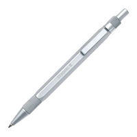 Metal click-action ballpoint pen with satin silver trim and textured grip.......