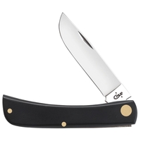 Smooth black synthetic sod buster JR® knife with polished stainless steel......