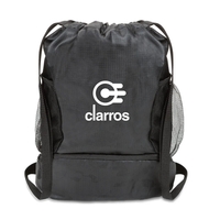 Our innovative Fitz Drawstring Bag features a zippered bottom compartment...