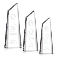 Stunning trapezoidal tower award is anchored with a thick optical crystal......