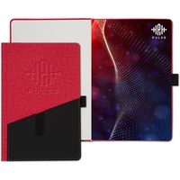 5.5" x 8.5" textured hard bound covers with a front pocket,... from ASI 91340...