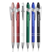 Ballpoint pen with aluminum barrel, rubber coating, chrome trim, and...