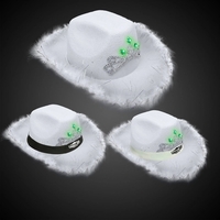 White Light Up Cowboy Hat w/ Tiara and Feather