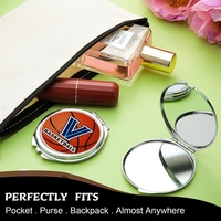 Round Stainless Steel & Glass Folding Travel Pocket Mirror