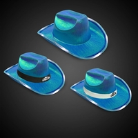 Blue Iridescent Light Up Cowboy Hat