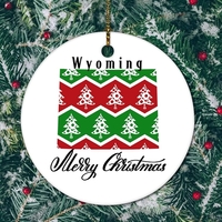 2.75" Round Ceramic Ornament with Gold String.