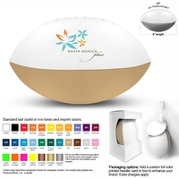 8" x 5.25" urethane foam football in assorted two-tone colors.... from ASI...