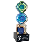 9.25" Stacked Blocks Art Glass with Square Black Base