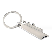 Ship shaped metal keychain plus laser engraving on 1 location... from ASI...