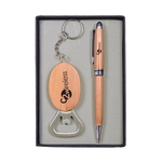 Bamboo Pen and Bottle Opener Set