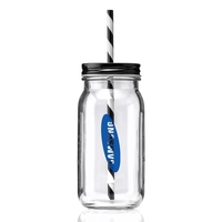 20 ounce glass mason jar with threaded screw-on lid and reusable... from ASI...