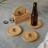 Bamboo coaster set comes with bamboo caddy, 4 round bamboo coasters... from...