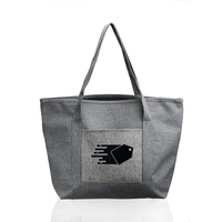 PVC fabric two-tone tote bag with spacious compartment, handles and front......