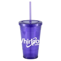 16 ounce double wall insulated plastic tumbler with lid, straw and... from...