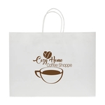 J- Fold White Kraft Shopping Bag