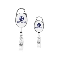 Badge reel with a 35" retractable cord and carabiner clip.... from ASI 98360...