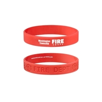 2 1/2" red silicone wristband that promotes fire safety.... from ASI 98360...