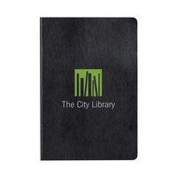 Eco-friendly notebook with cream-colored paper and a black recyclable...