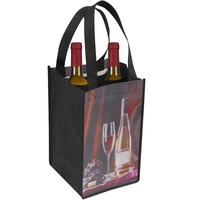 Laminated Full Color 4 Bottle Wine Carrier Tote