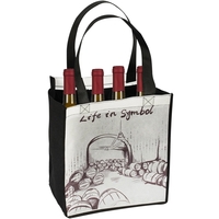 Laminated Full Color 6 Bottle Wine Carrier Tote