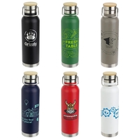 22 oz Vacuum Insulated Stainless Steel Bottle with Bamboo Cap... from ASI...