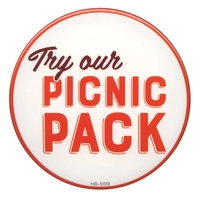 Round 3 1/2" 2-piece button with standard safety pin back.... from ASI 53408...