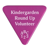 Triangle shaped 2" button with standard safety pin back.... from ASI 53408...