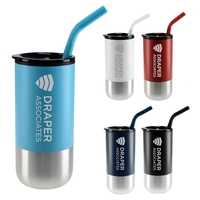 Vigo Collection stainless steel 16-ounce tumbler with plastic liner, lid...