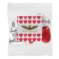 Valentine snack bags with 2 oz. sweetheart mix (chocolate foiled hearts......