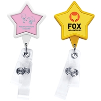 Antimicrobial star 2 strap retractable badge reel in solid colors, bulldog......