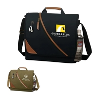 Poly Leatherette Trim Zipper Messenger Bag