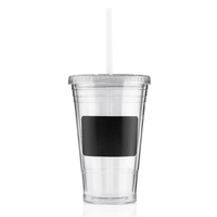 Back to school themed 16 ounce double wall plastic tumbler with... from ASI...