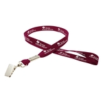 5/8" Silkscreened Flat Lanyard w/ Bulldog Clip