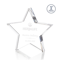 Optical crystal 1" thick free standing star award.... from ASI 84592 St Regis...