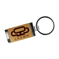 Silver Key Tag with Wood Accent