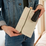 ZIP FRONT POUCHES - HEAVYWEIGHT CANVAS WITH LEATHER - LARGE