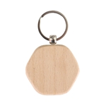 Hexagon Shaped Wooden Keychain