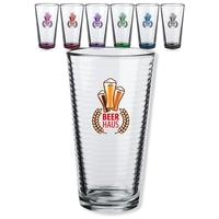 16 oz. pint glass with spiral design on the inside.... from ASI 39552 BEL Promo