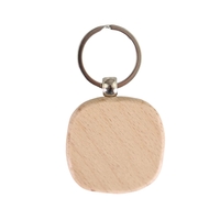 Wooden Round Corner Square Keychain