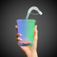 12 oz. plastic cup with lid, straw and light up LED... from ASI 42016...