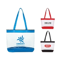 Clear PVC tote bag with 600D trim, colored fabric bottom, handles,... from...