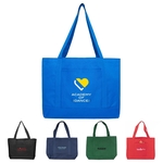 600D Polyester Reusable Tote w/ Pockets&Handles for Shopping