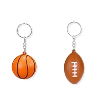 Basketball and Rugbyball Shaped Stress Reliever Keychain
