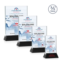 Rectangular Starfire vertical award on a high-gloss piano black finish...