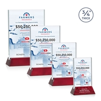 Rectangular Starfire vertical award on a high-gloss piano rosewood finish...