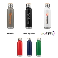 20oz Powder Coated SipTek Vacuum Seal Bottle w/ Wooden Top