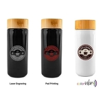 10 oz Sleek Double Wall Ceramic Mug with Bamboo Lid