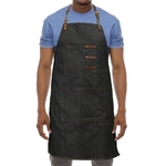 Artisan Style Bib Apron- Denim & Leather